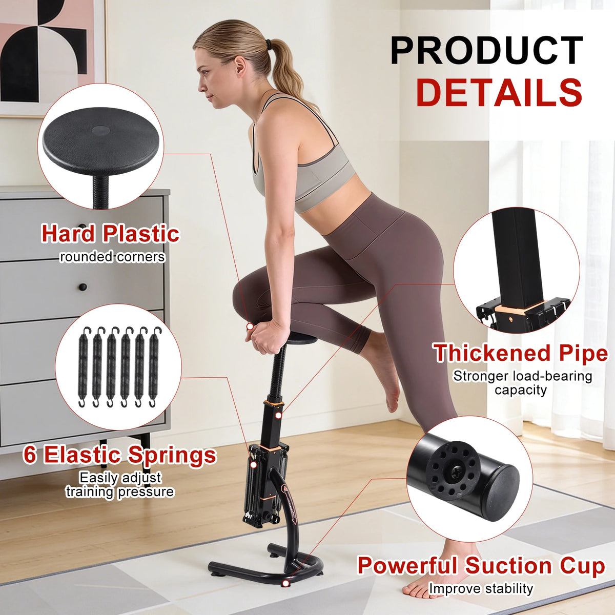 Squat Machine for Home Gym Adjustable Glute Leg Core Strengthener/Assisted Squat Trainer with Variable Resistance Intensity