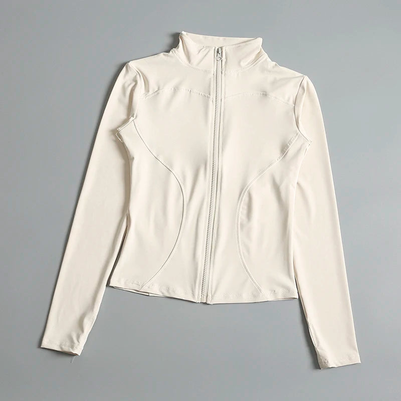 Women Zip Fitness Yoga Shirt Long Sleeve Sports Jacket Gym Top/Activewear Running Coats Workout Clothes Woman