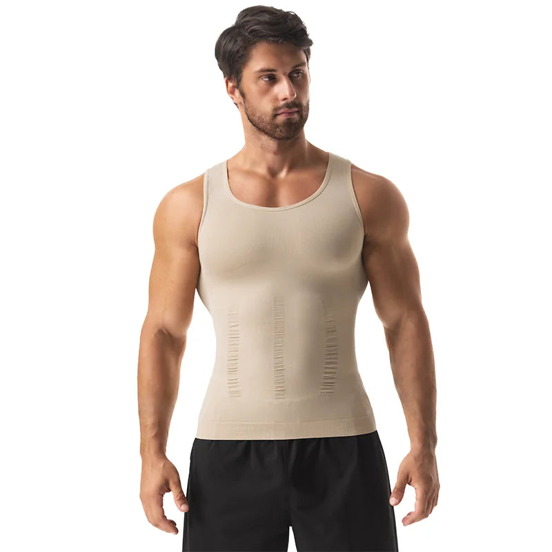 3 PCS Men Sleeveless Compression Vest Solid Slimming Body Shaper/Shirt Gym Workout T Shirt Tummy Control  Tank Tops