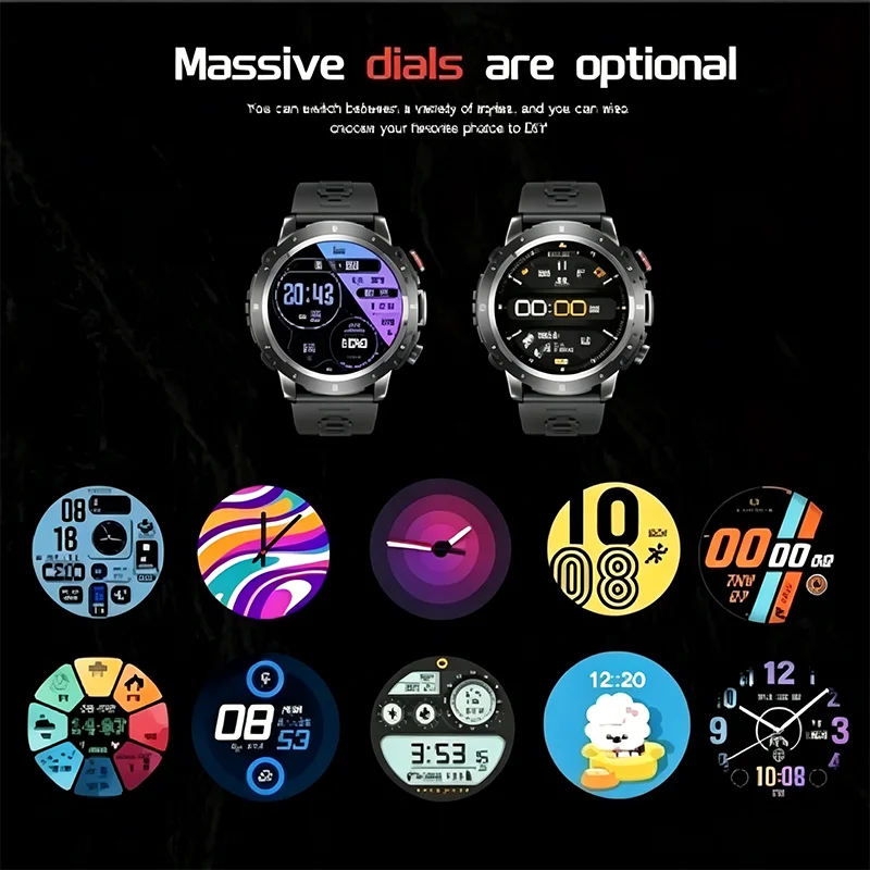 New Full-Touchscreen HD Sports Smartwatch with Call/Message Alerts  Watch Faces Multiple Sports Modes Music Playback