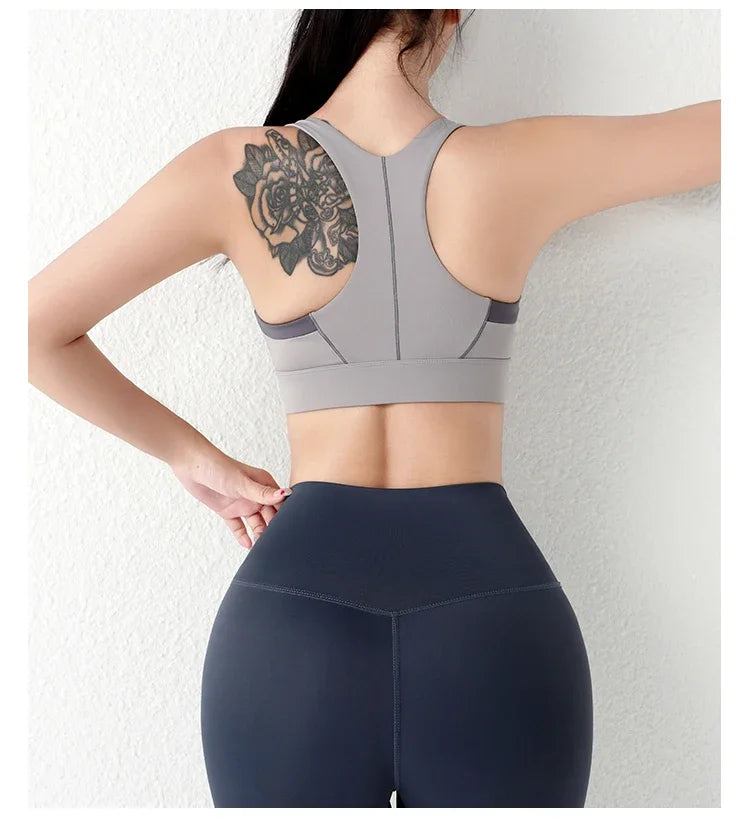 New Design Summer One-Piece High-Strength Shock-Proof/Sports Bra Vested Front Zipper Yoga Sports Bra