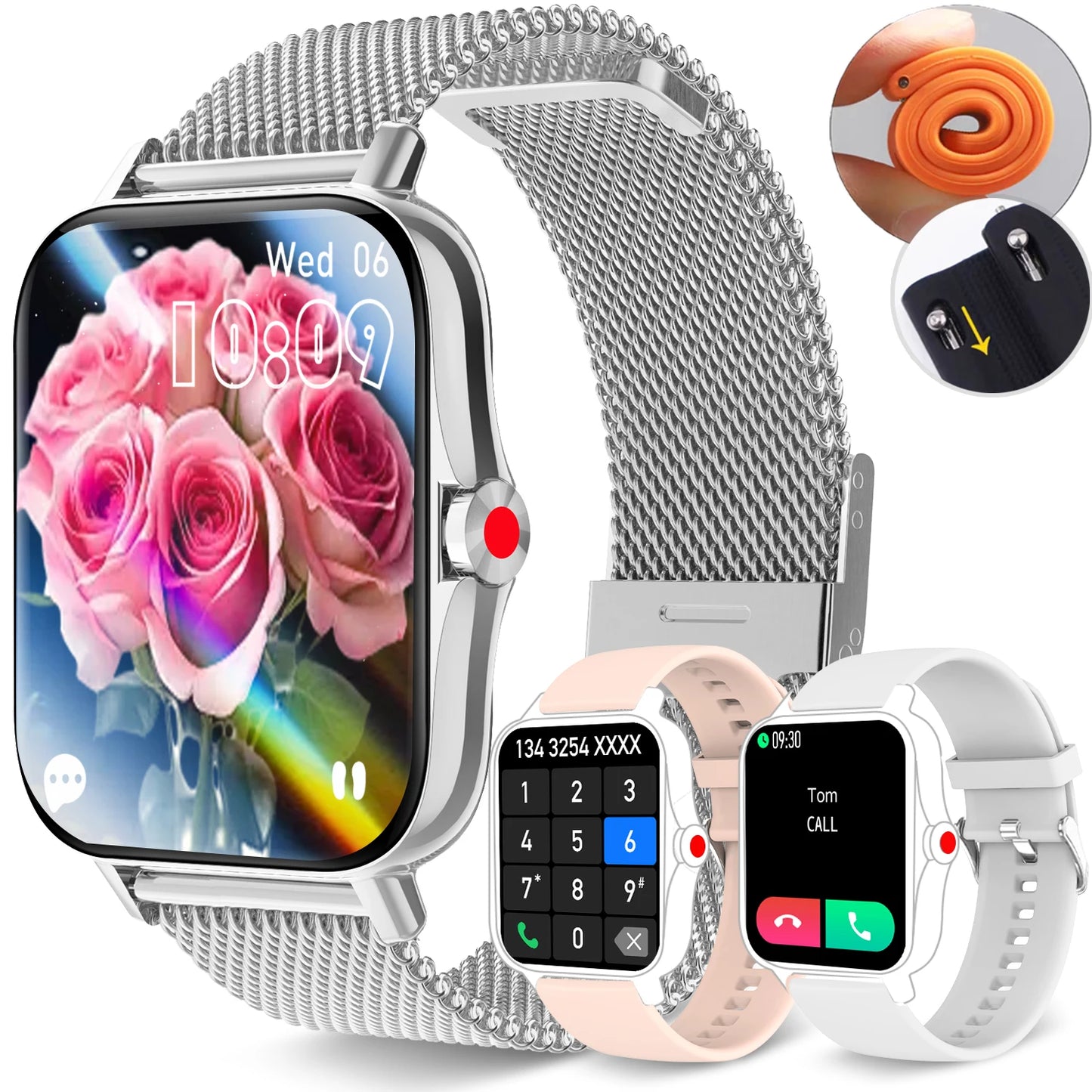 Smart Watch-Answer/Make Calls Touch Screen Smartwatch/for iPhone/Android, Fitness Tracker/Sports Tracker Watch