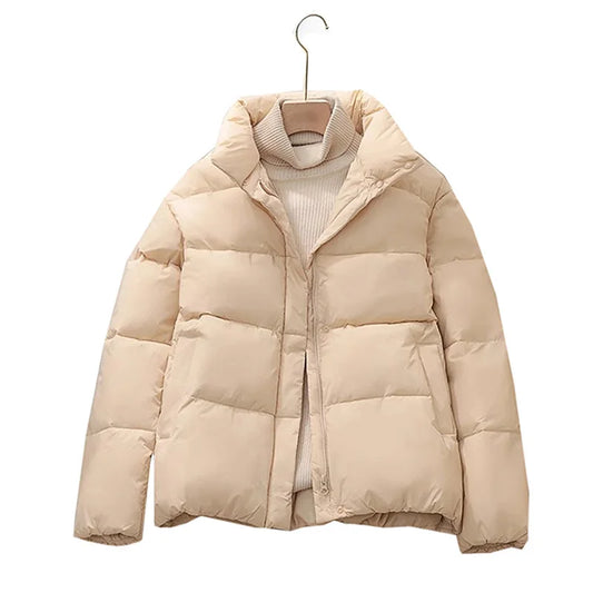 Solid Color Winter Coat Casual Women Parkas Casual/Stand Collar Female Outerwear Fashion Women Coats