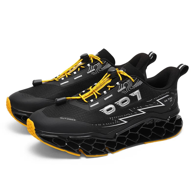 New Summer Men's 3D Printed Running Shoes Breathable Mesh/No-Lace-Up Thick-Soled, Shock-Absorbing Sports Shoes