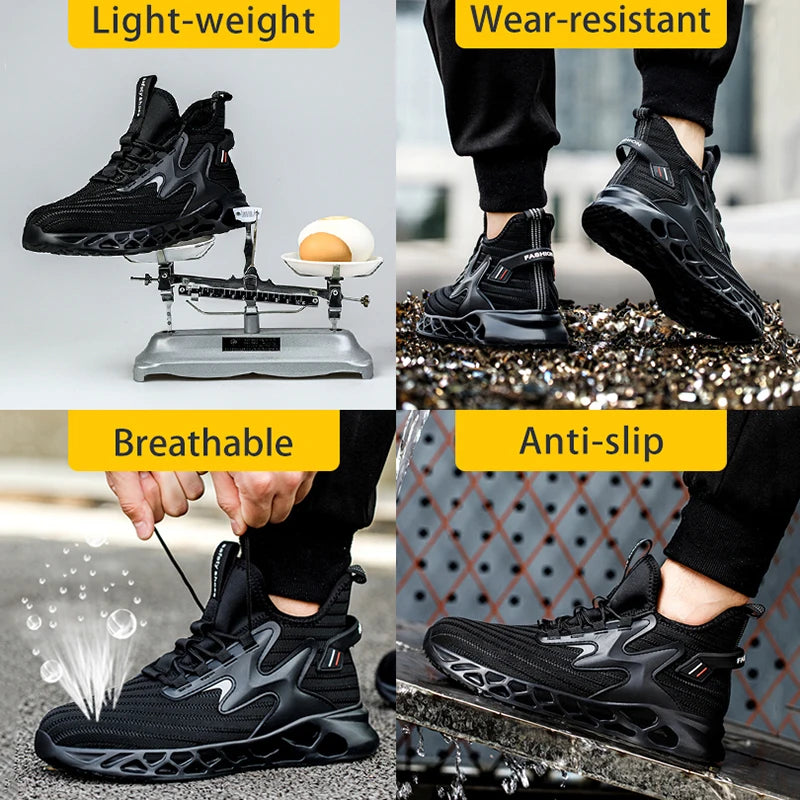 Safety Shoes Steel Toe Boots for Men Comfortable Work Shoes/Anti shock Anti-Drop Work Sneakers Protective Boots