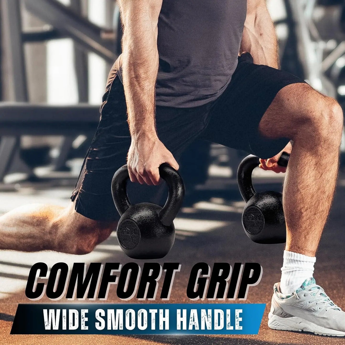 Cast Iron Kettlebell for Full Body Workout/Strength Training 5-80 Lb Set, Durable Fitness Equipment
