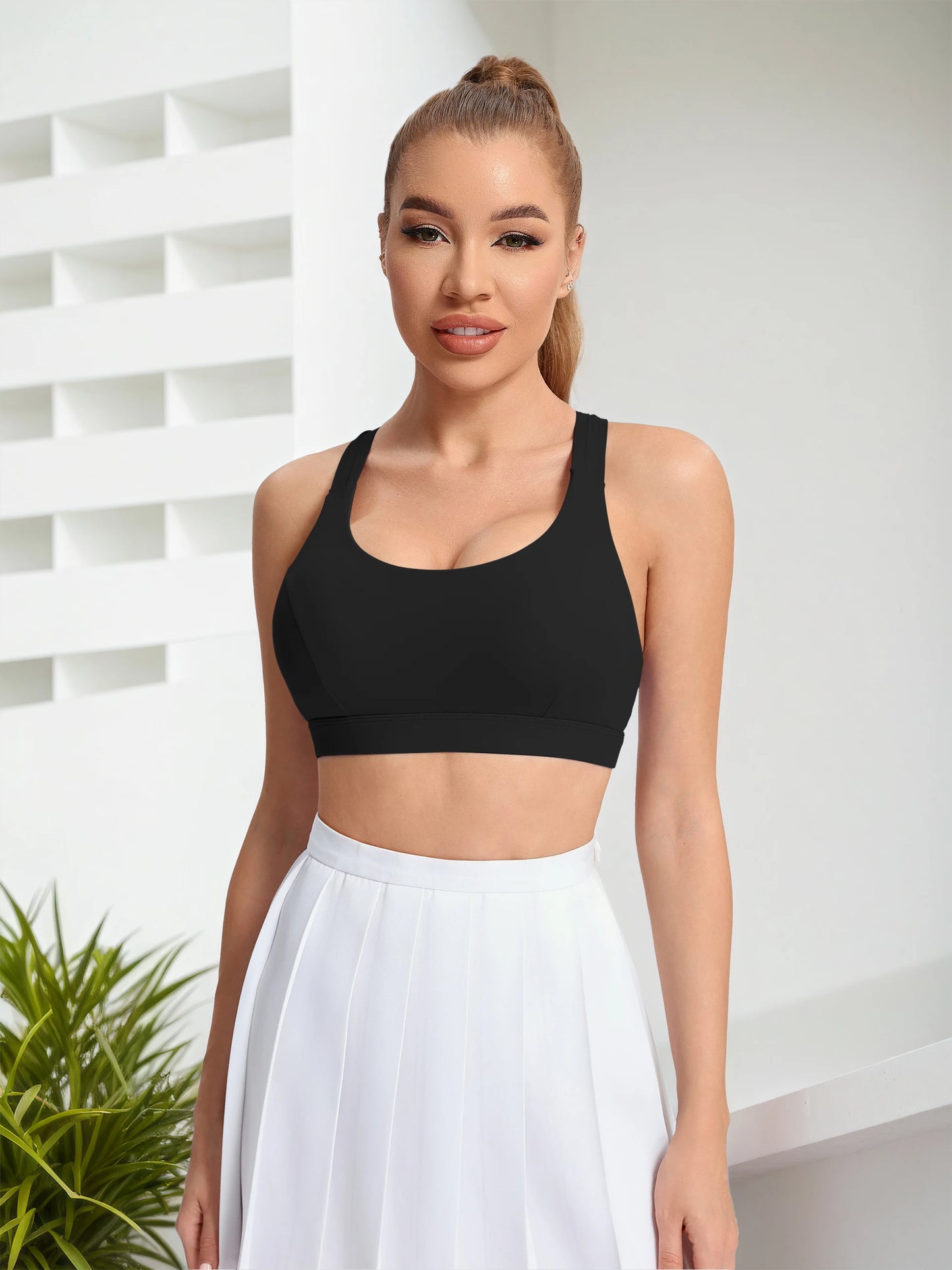 Ladies' yoga sports bra back style thin/shoulder strap sports vest breathable nylon blended material