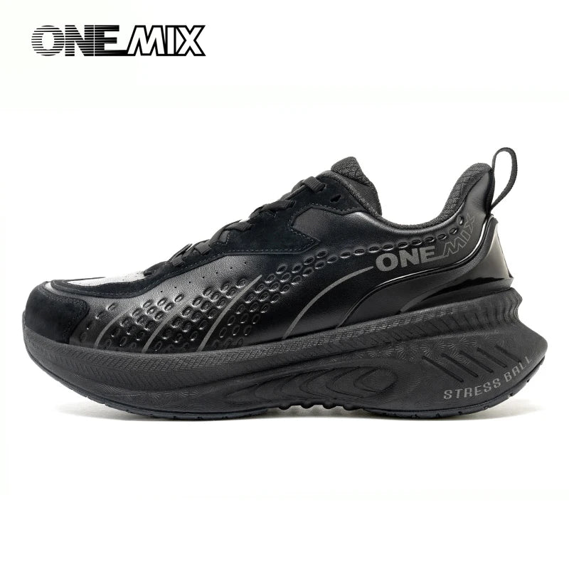 ONEMIX Men's Winter Leather Sports Shoes For Heavy Weight Adults/Shock-Absorbing & Stable Support Cold-Resistant Daily Shoes
