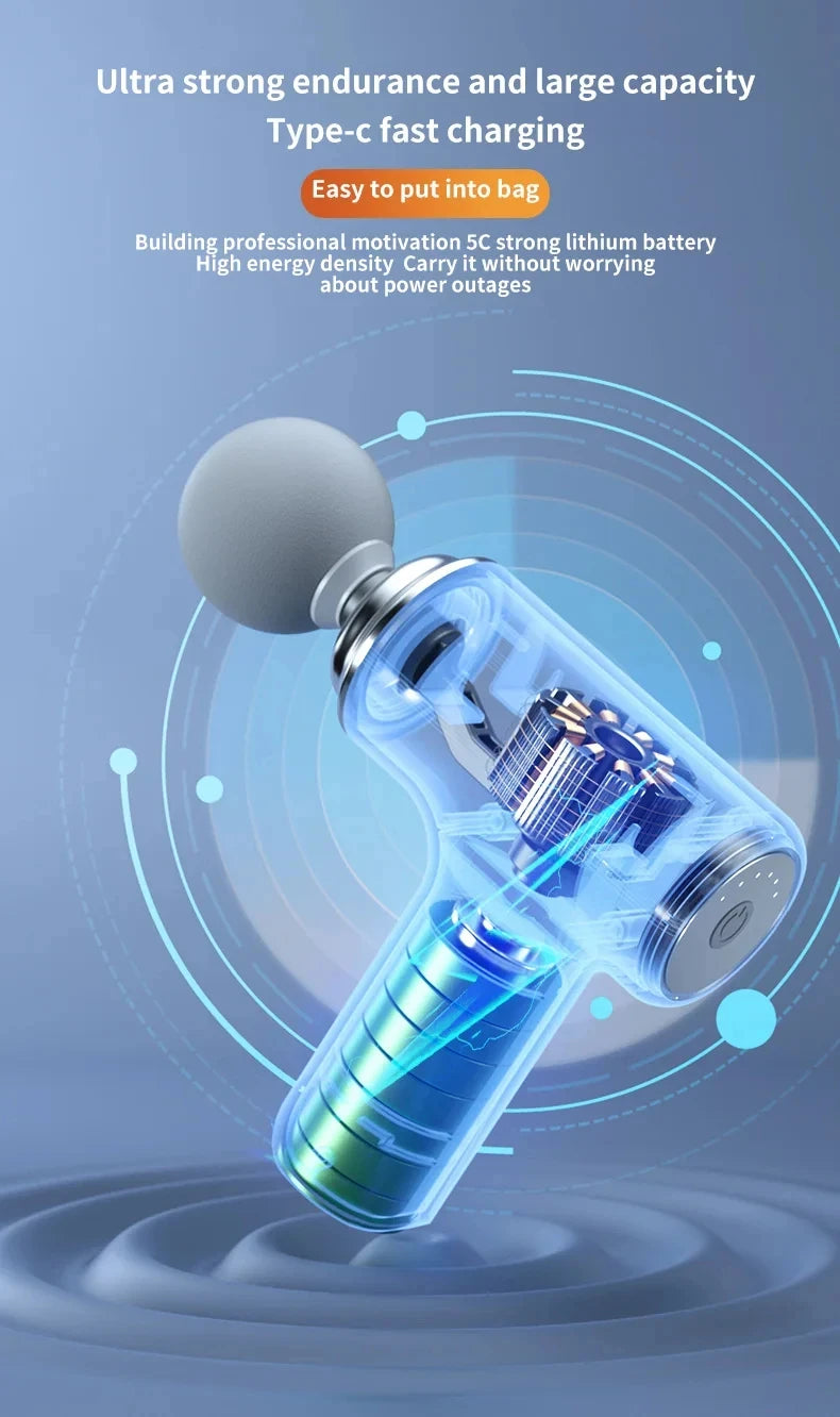 Portable Electric Massage Gun  with 4 Interchangeable Heads/& LED Light for Full Body Relaxation Electric Massage Gun