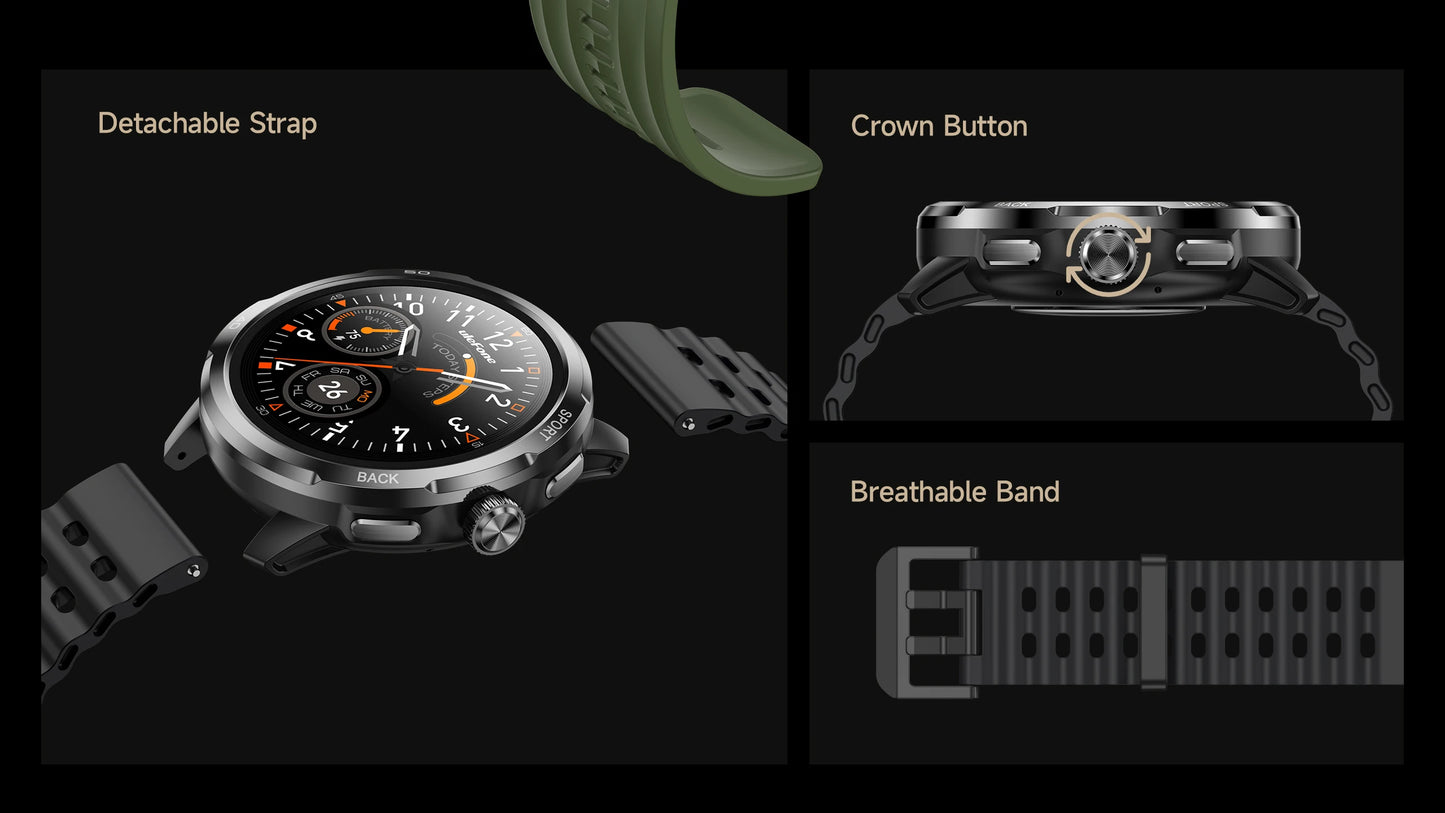 Ulefone Armor Watch Pro 1.5" AMOLED Smartwatch with Built-in GPS/Heart Rate Monitoring Sports Watch for Men & Women