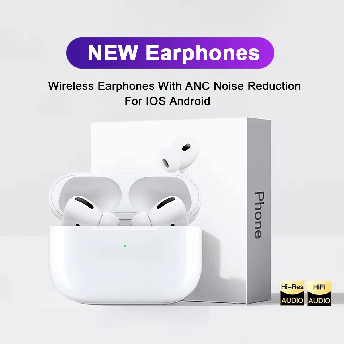 Portable Wireless Audio Headset Bluetooth 5.4 Earphones 3D Stereo/Wireless Earbuds with USB-C Charging Case Sports Audio Calls