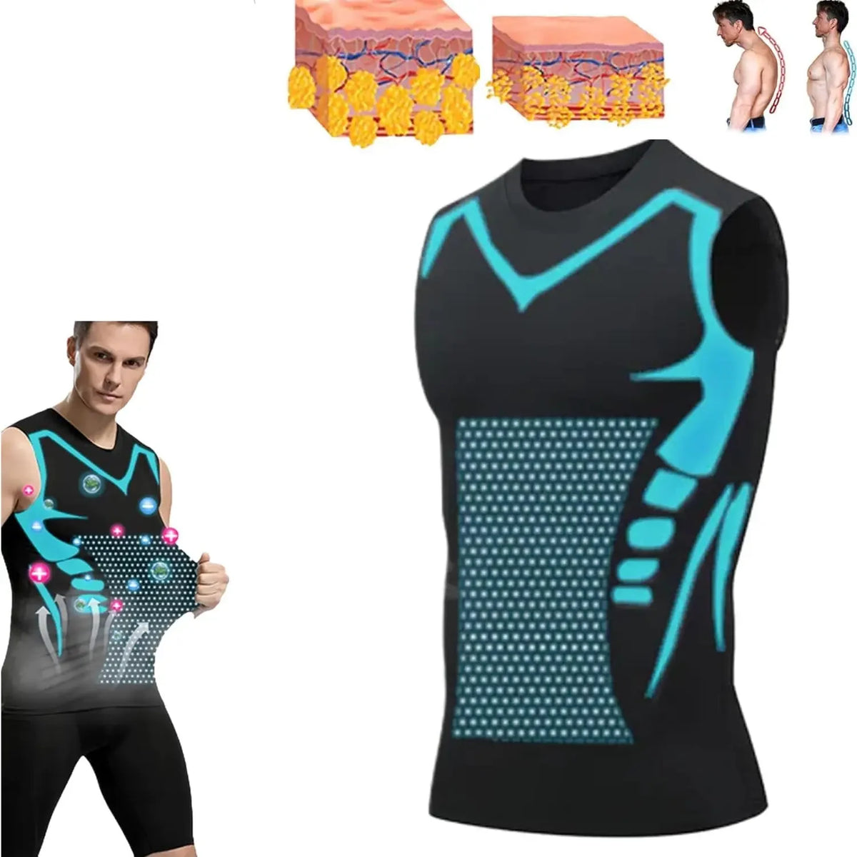 New Fashion Trends Summer Men Shapewear Ionic Shaping Vest Sleeveless Shirt Tight Compression Shirts Tank Top Breathable Ice Silk Vest