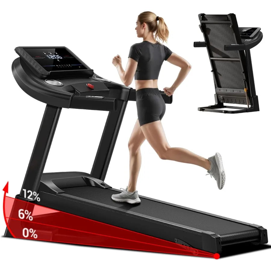 Compact and Quiet Home Fitness Incline Treadmill with Built in Pulse Sensors/for Effective Cardio Workouts 3.0 HP Brushless Moto