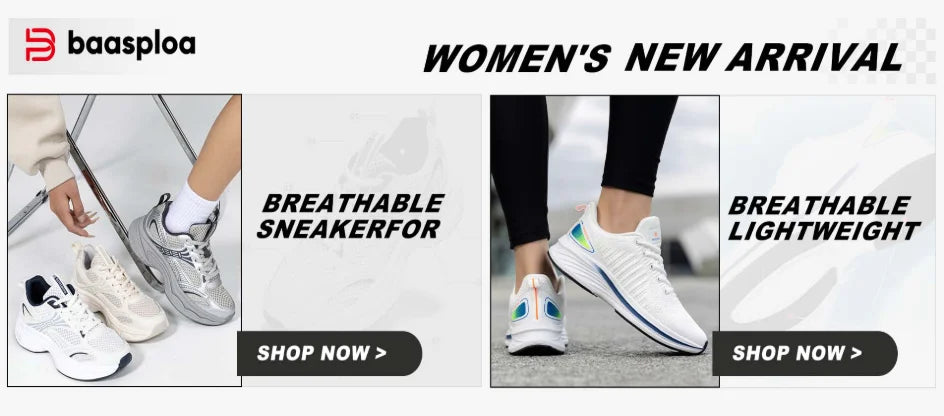 Baasploa Women Sports Shoes Outdoor Lightweight Breathable Jogging Sneakers/Female Casual Mesh Anti-slip Lace Up Running Shoes