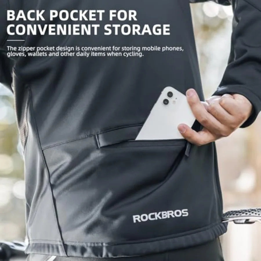 ROCKBROS Cycling Jackets for Men Winter Bike Jackets/Thermal Windproof Jacket for Men Cold Weather Cycling Running Hiking