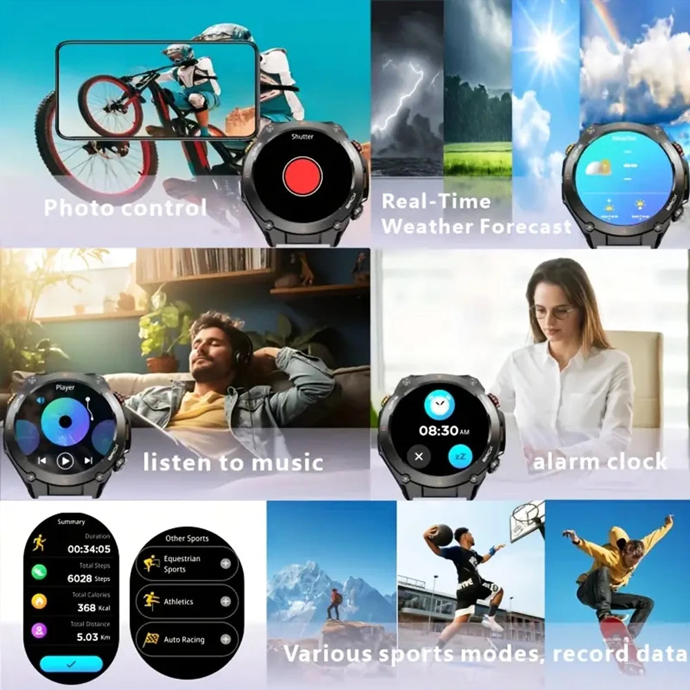 SENBONO New GPS Smart Watch 1.45” HD  Display Built-in GPS Bluetooth Phone Call/1ATM Waterproof Military Sports Smartwatch for Men