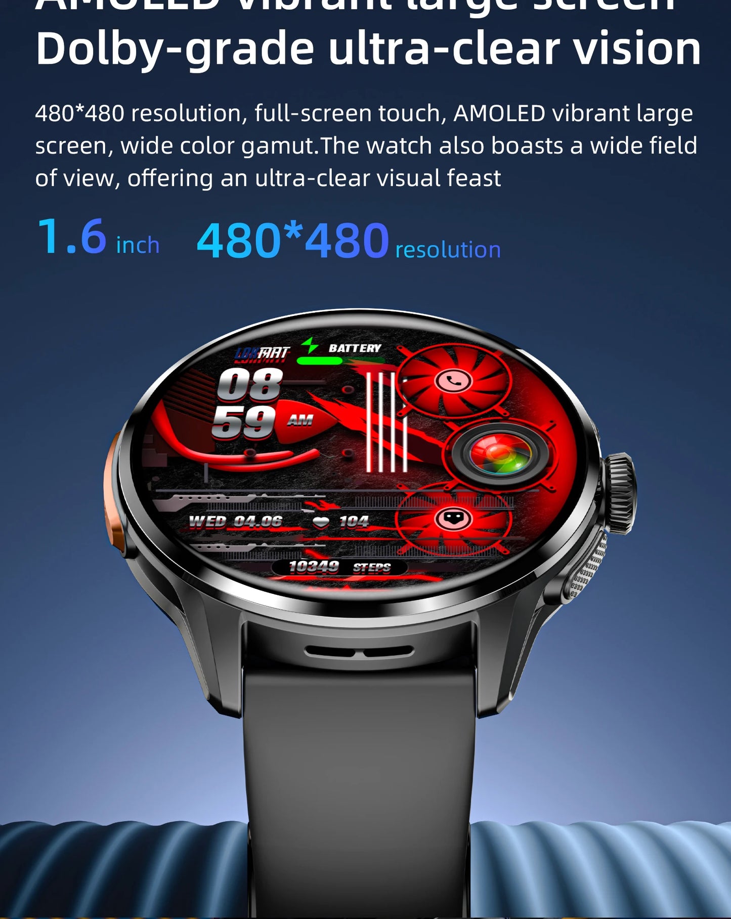 LOKMAT APPLLP 3 Android Smart Watch Amoled Round Screen/Retaining Camera Wifi 4G Watch Phone App Download with Quick Charging