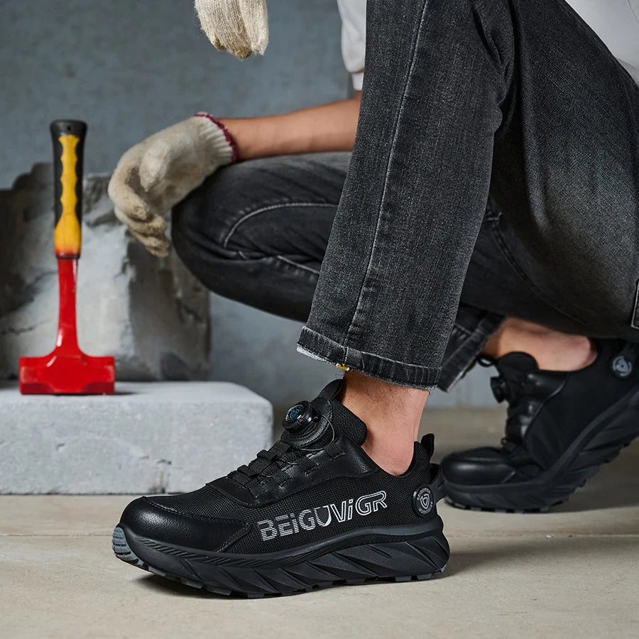 Rubber-Padded Anti-Slip Impact-Resistant/Puncture-Resistant Safety Shoes