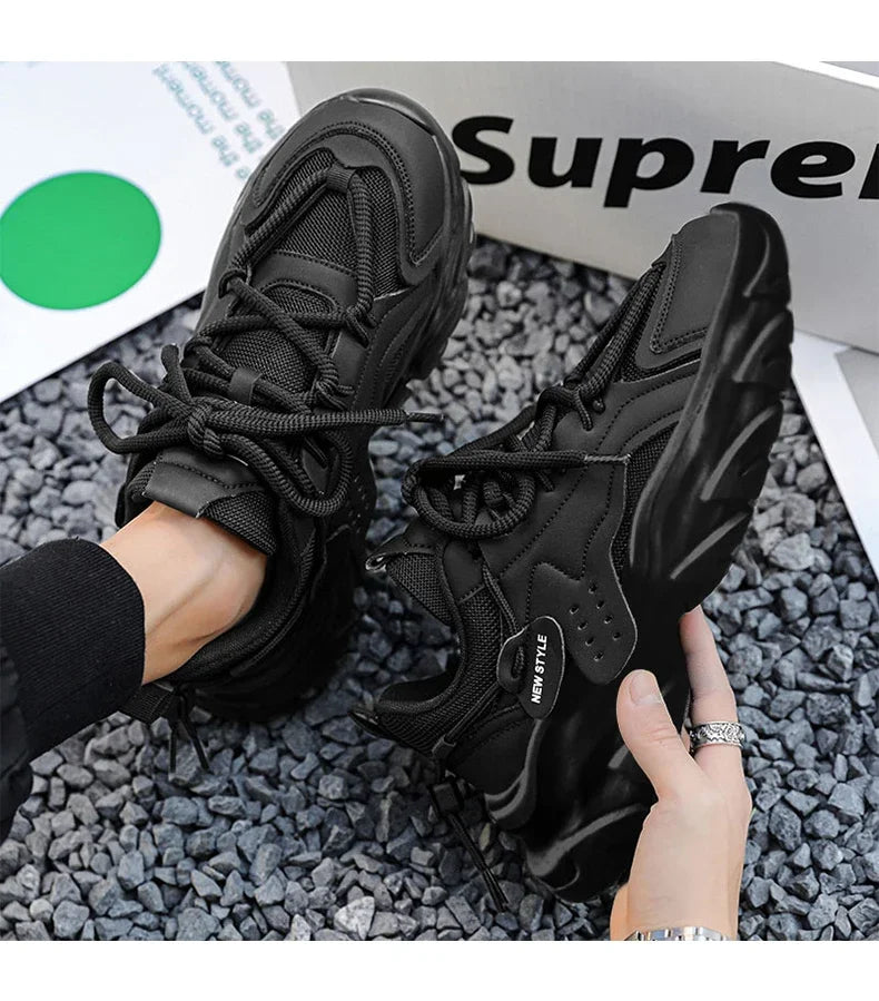 Men's Thick Sole Sport Shoes Simple Fashionable Casual Sneaker/High Quality Rubber Plastic Male Athletic Shoes Chunky Sneakers