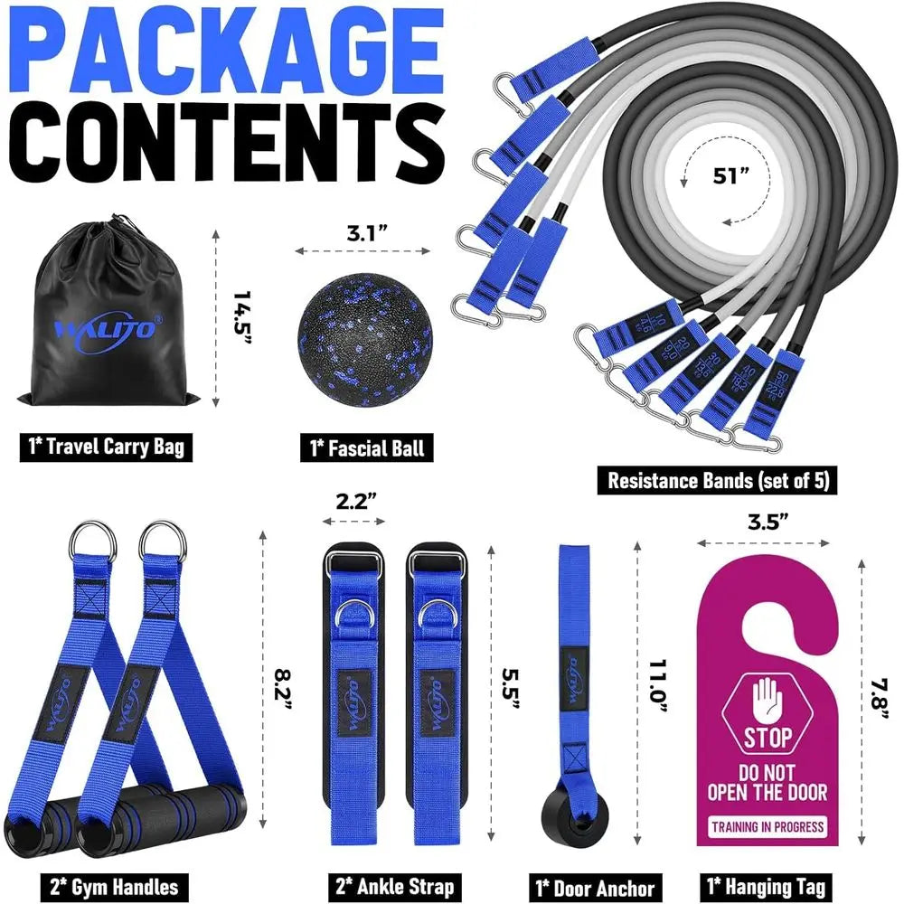 Exercise Bands Kit with Handles Door Anchor/Ankle Straps for Fitness Therapy Yoga, Home and Gym Workouts