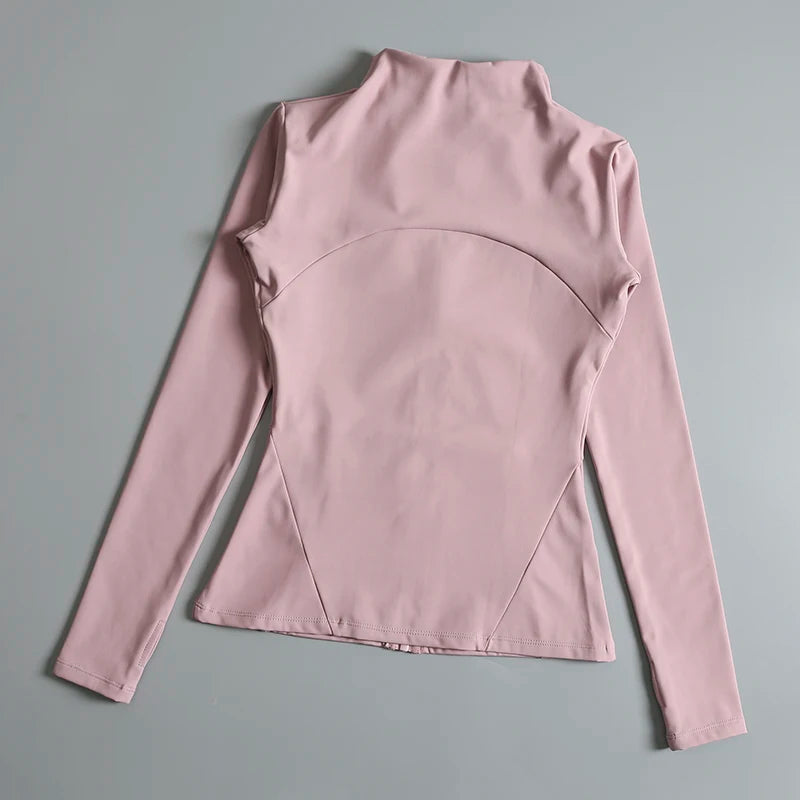 New yoga wear ladies coat round high elastic loose exercise/yoga fitness long sleeve stand-up collar yoga tops