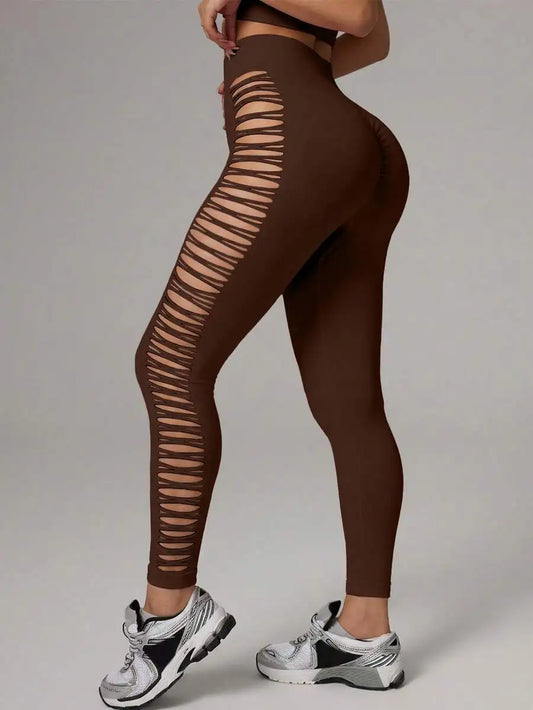 Slayform Slayform Seamless Sports Yoga Capri Leggings/High Waist Tummy Control/Mesh Side Design Fashionable Pants