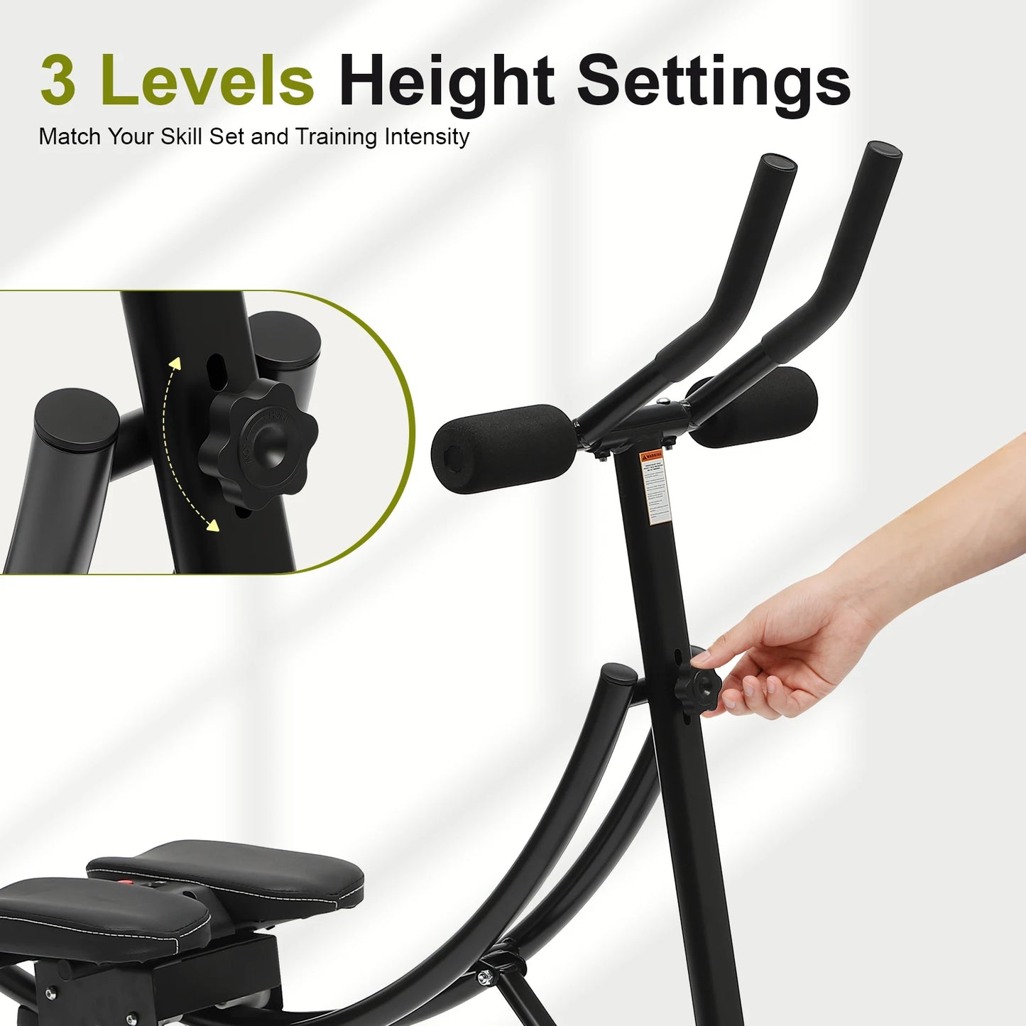 330lbs Capacity Ab Machine 3-Level Adjustable, Dual-Arc Track/Core Trainer with LED Display Foldable Home Gym Equipment
