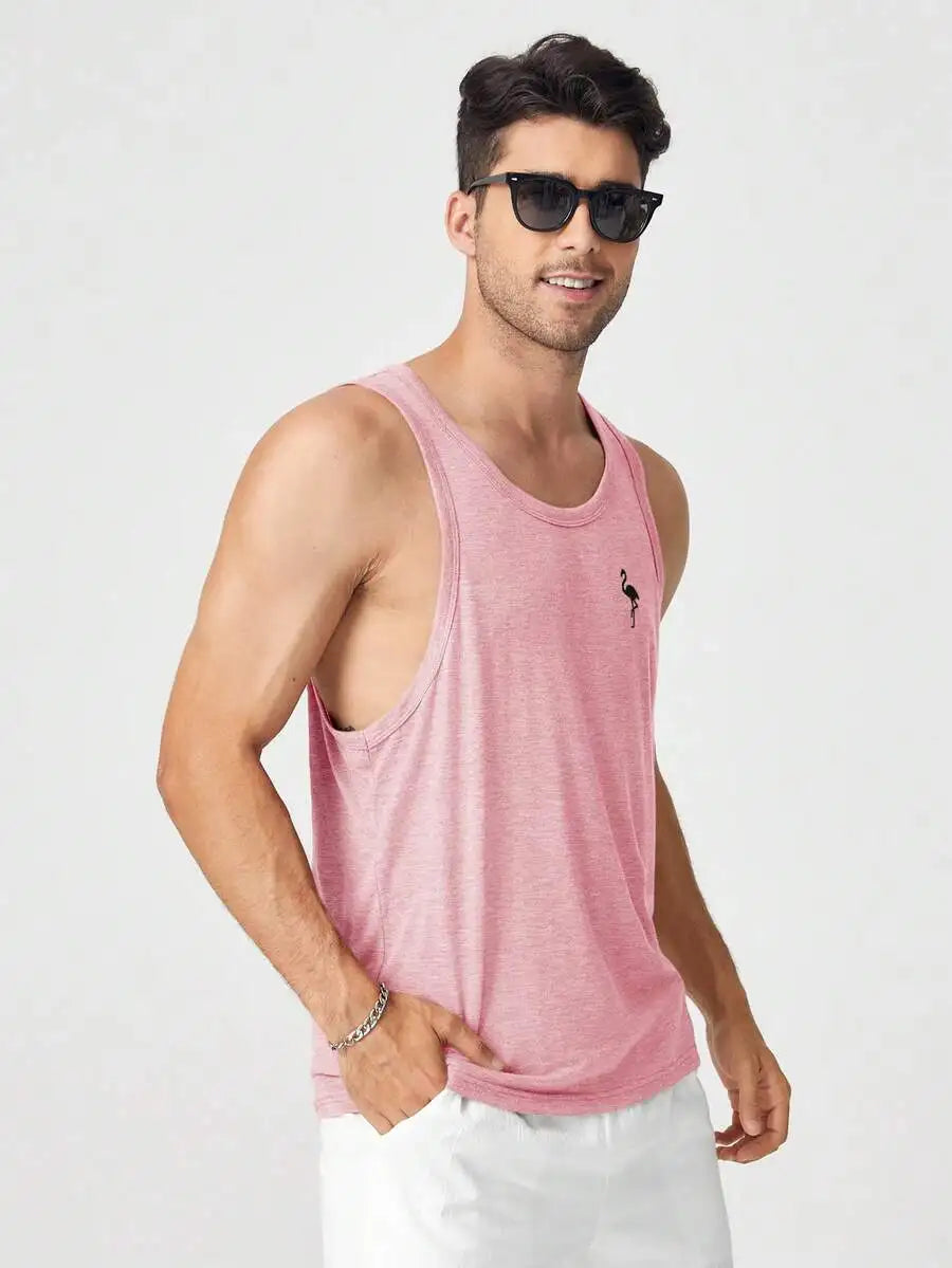 AXEPEAK Men's Casual Sports Tank Top Embroidered Logo Gym/Athletic Muscle Tank Summer Slim Fit Designer Luxury Brand Style