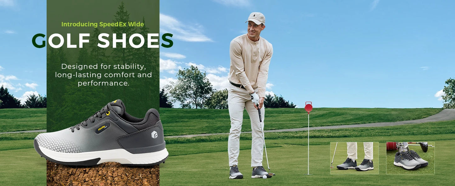 FitVille Wide Men's Golf Shoes Non-Slip Wear-Resistant Comfortable/Pickleball Sports Shoes Suitable for Swollen Feet