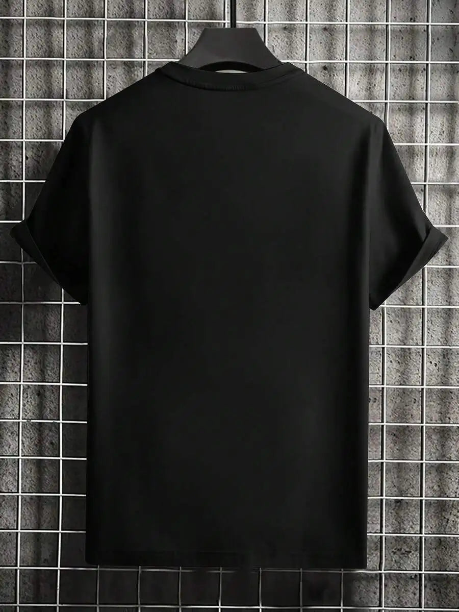 Men's Cotton Graphic Tee Solid Color Casual/Short Sleeve T-Shirt For Spring Summer