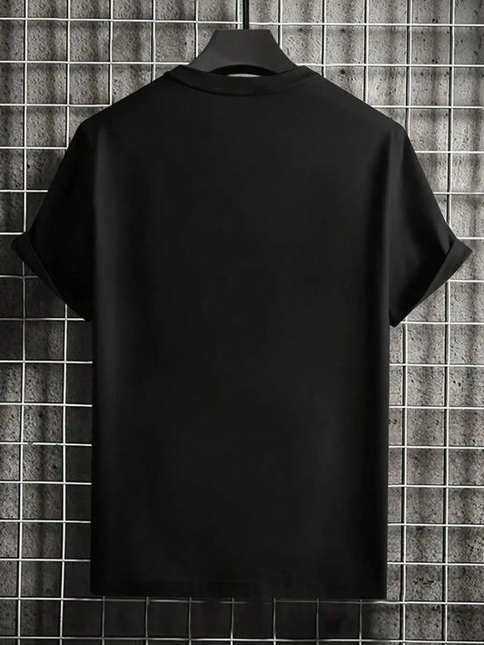 Men's Cotton Graphic Tee Solid Color Casual/Short Sleeve T-Shirt For Spring Summer