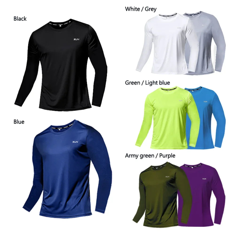 Summer Ice Silk Long Sleeve T-Shirt Men New Quick Dry/Breathable Material Outdoor Sun Protection Running Outer Wear