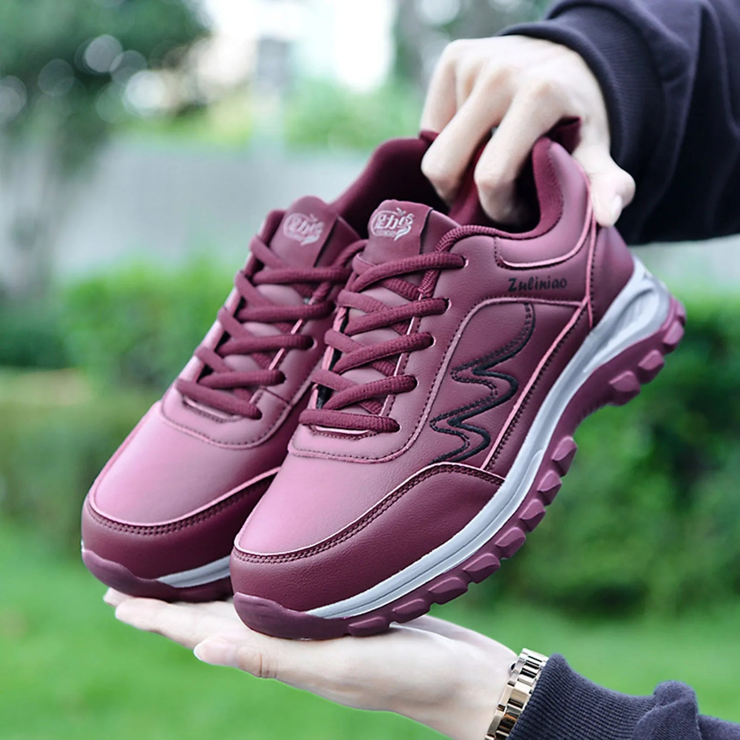 Fashion Autumn Women Sports Shoes Flat Non Slip Waterproof Lace Up/Simple Texture Design Casual Style Breathable Sports Sneakers