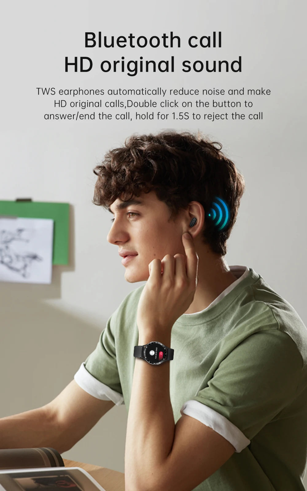 GEJIAN X10 smartwatch TWS 2-in-1 wireless Bluetooth dual earphone/call health sports music men and women smartwatch