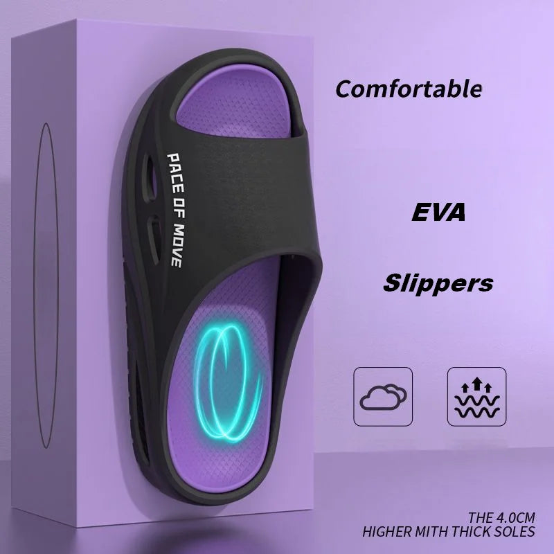 Platform Slides for Men, Letter Graphic Cutout EVA Sport Slippers/Breathable Daily Walking Beach Sandals