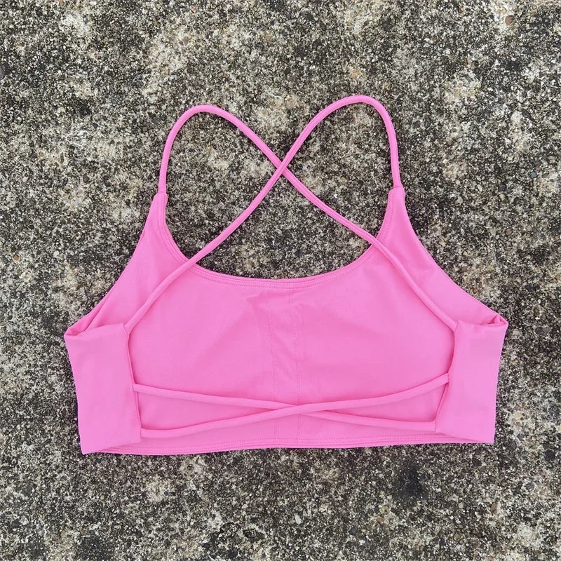 Women Sports Bra Sexy Cross Straps Back Fitness Bralette High Impact/Gym Yoga Workout Crop Top Vest Push Up Running Underwear