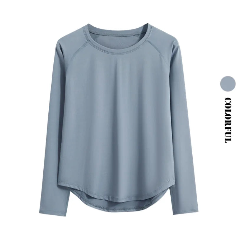 DRUR Long Sleeve Gym Top Women Breathable Quick Dry Workout Tshirt/Loose Fit Running Tee Yoga Clothing Sportswear Activewear New