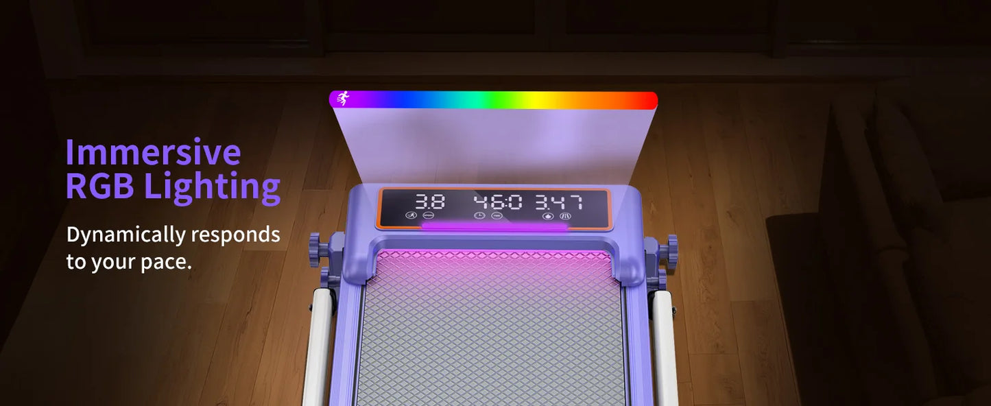 Folding Walking Pad with 15% Incline/RGB Light/Dual Screen Display/3.5HP Treadmills for Home,350lbs Capacity Smart App