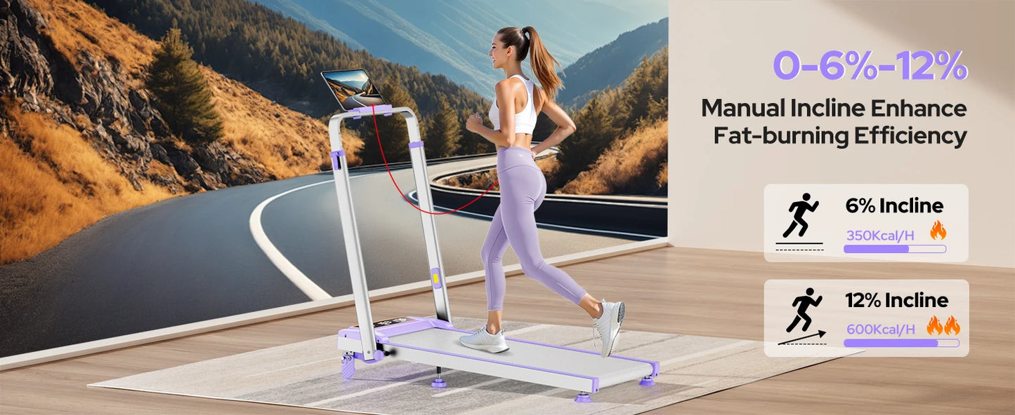 Walking Pad Treadmill with 15% Incline/Adjustable Height,3.5HP Walking Pad/with Handle Bar Foldable Under Desk Treadmill 350LBS