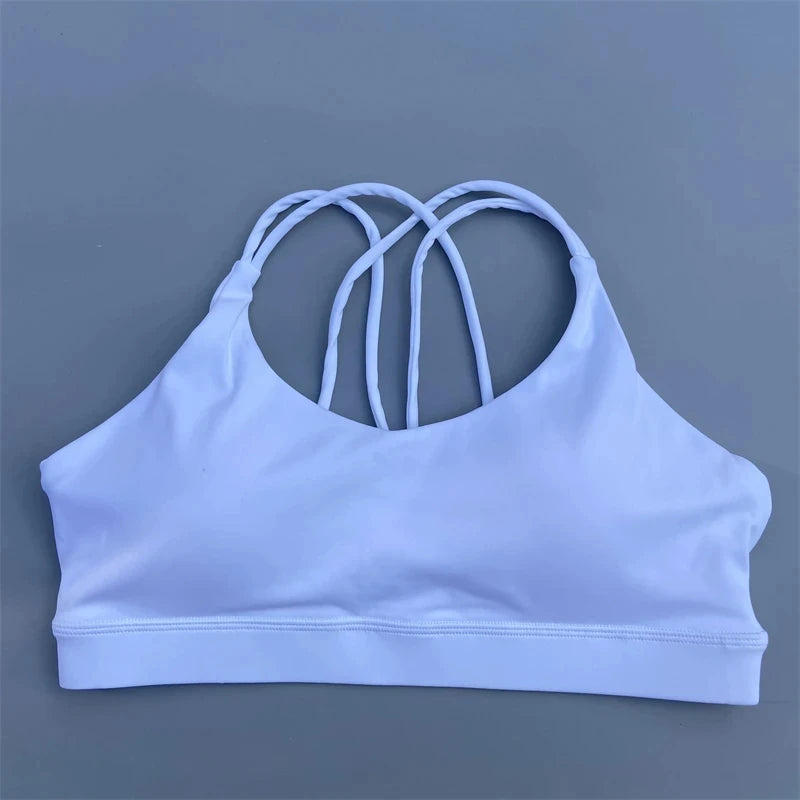 Solid Color Soft High Strength Women Cross Fitness Bra Tight Sport Top/Comprehensive Training Gym Yoga Underwear With Chest Pad