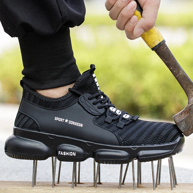 Men's Work Sneakers Steel Toe Puncture-Proof Safety Shoes/Boots Men's Anti-smash Working Protective Shoes Work Shoes