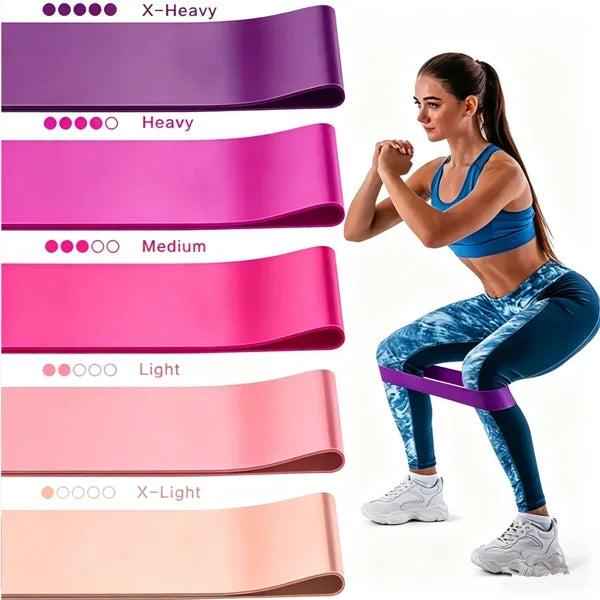 Set of 5 Resistance Exercise Loop Bands/Fitness Yoga Resistance Band TPE Pink