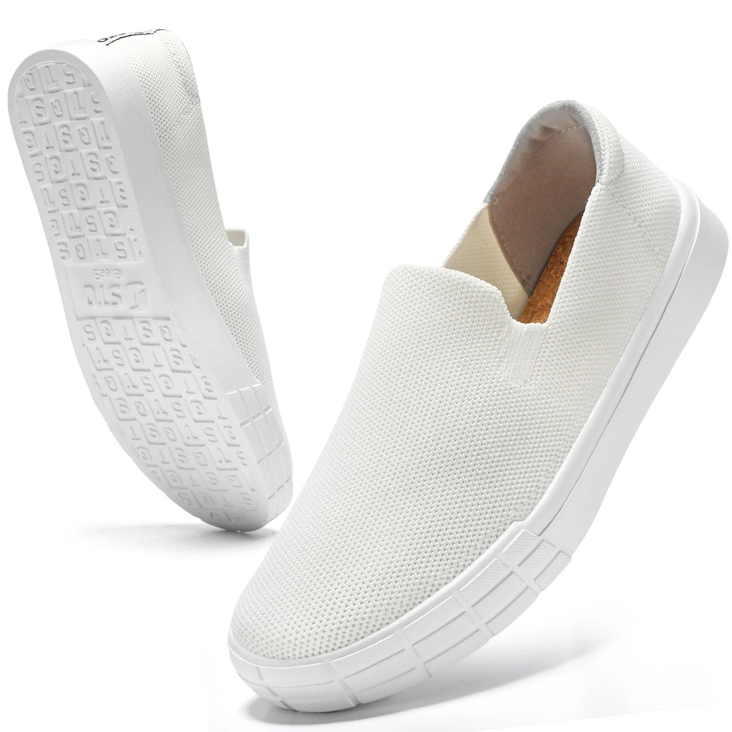 STQ Knit Slip on Shoes Women Breathable Loafers/Comfortable Knit Casual Shoes for Women