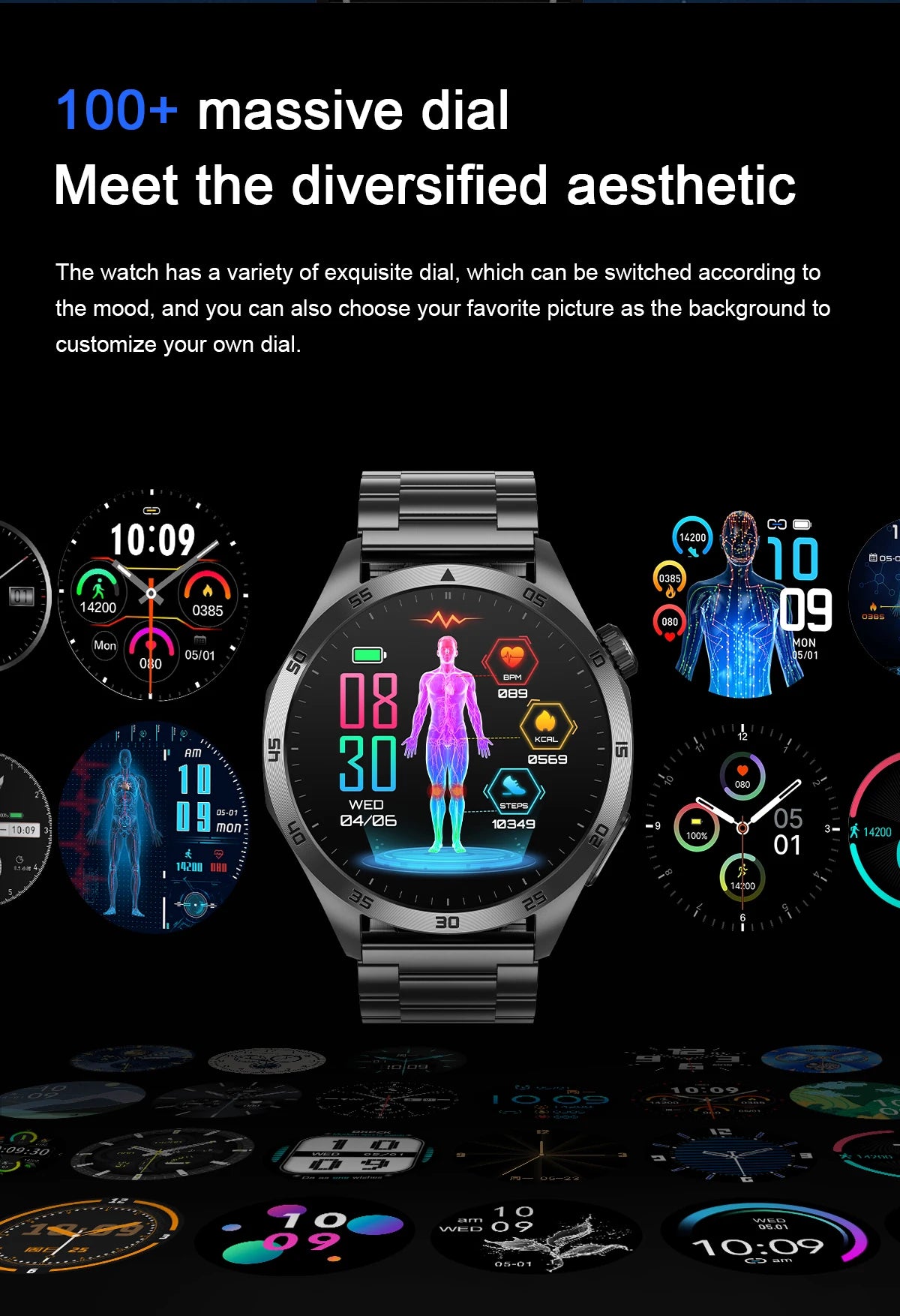 Marsyu 2026 New Nursing Grade Smart Watch ECG+PPG Blood Lipid/Blood pressure Uric Acid HD Bluetooth Call Clock Health Smart Watch