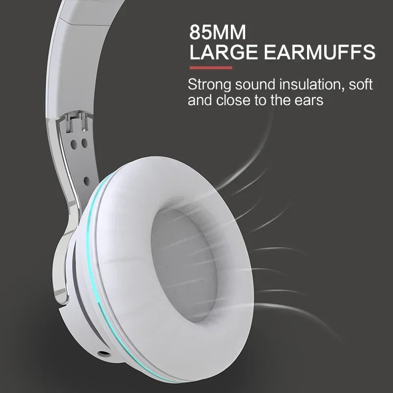 Bluetooth 5.1 Wireless Headphones Stereo Over Ear Headset/with Microphone Foldable Adjustable Lightweight Design Comfortable Fit