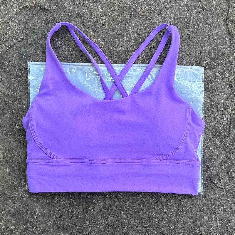 Women Sports Bra Sexy Criss Cross Straps Back High Support/Impact Yoga Underwear Running Fitness Gym Padded Bralette