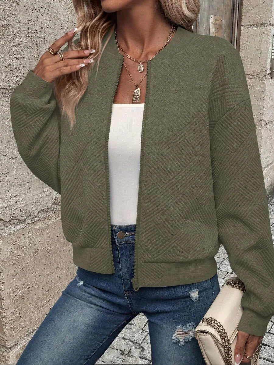 Autumn and Winter New Solid Color Zipper Jacket/with Collar Casual Coat for Women