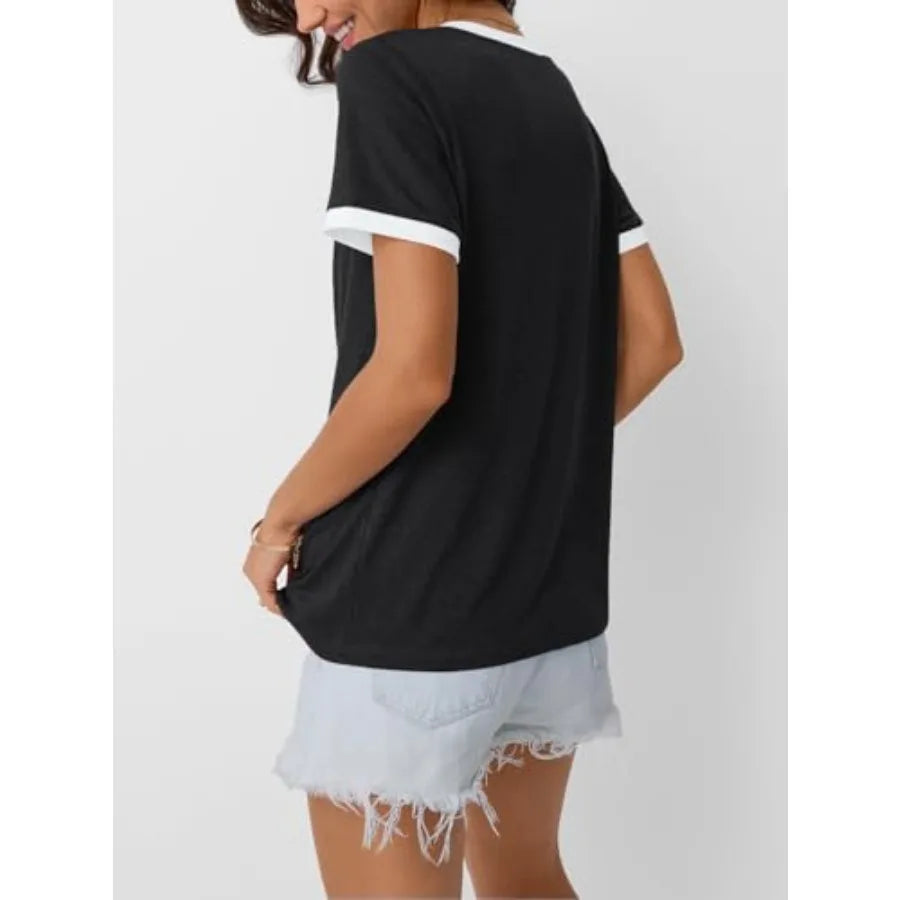 Women's Short Sleeve T-Shirts Summer Tops Casual Soft Tunic/V Neck Basic Workout Clothes Spring Fashion Outfits