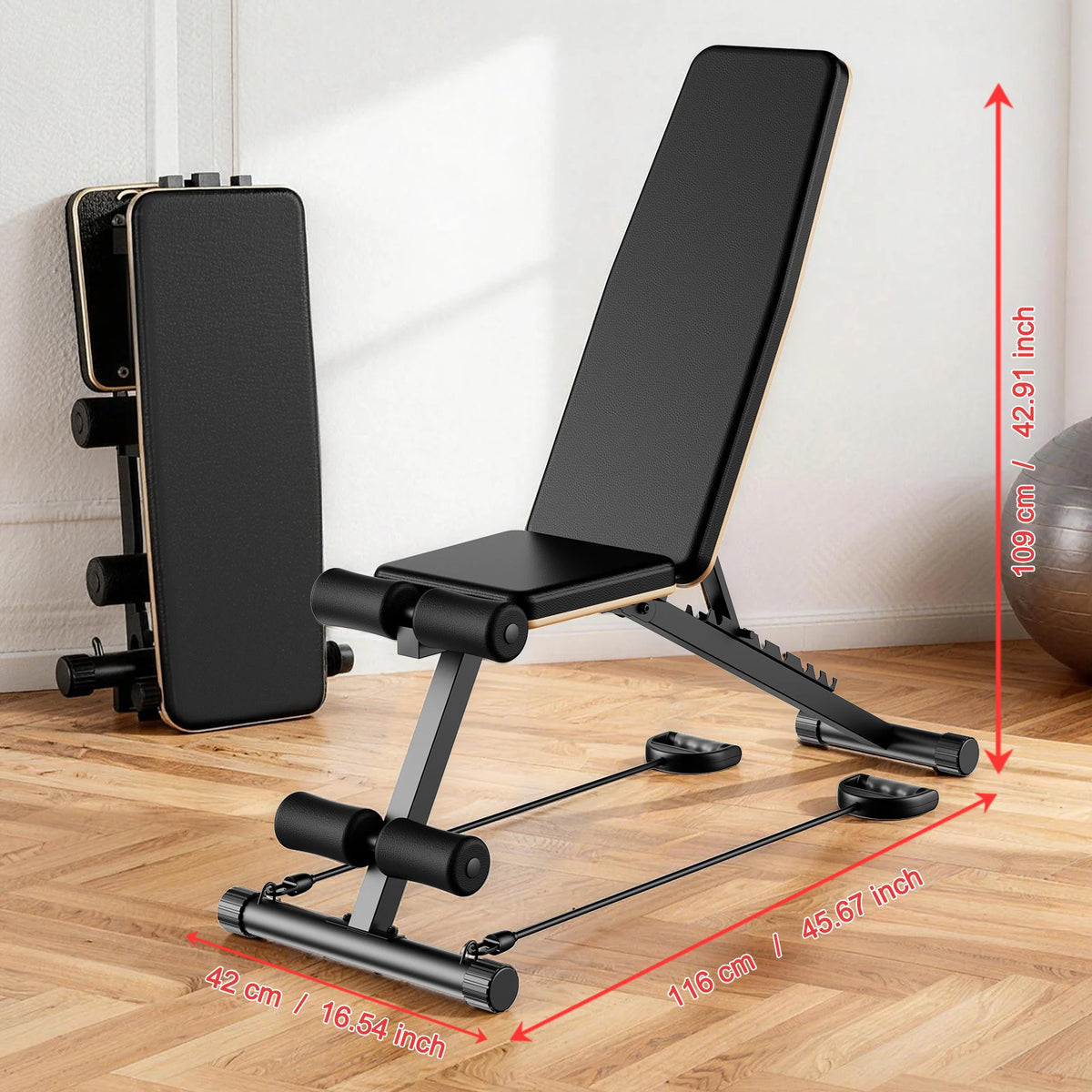 Foldable Dumbbell Bench Multifunctional Full Body Workout Home Gym/Adjustable Weight Bench with 660 lbs Capacity for Chest Shoulder