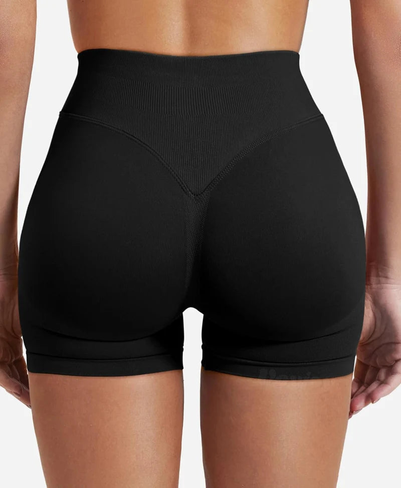 Seamless Shorts 4.5" Ribbed Yoga Shorts Women Flex Gym Shorts/Booty Running Short Butt Lifting Workout Pants